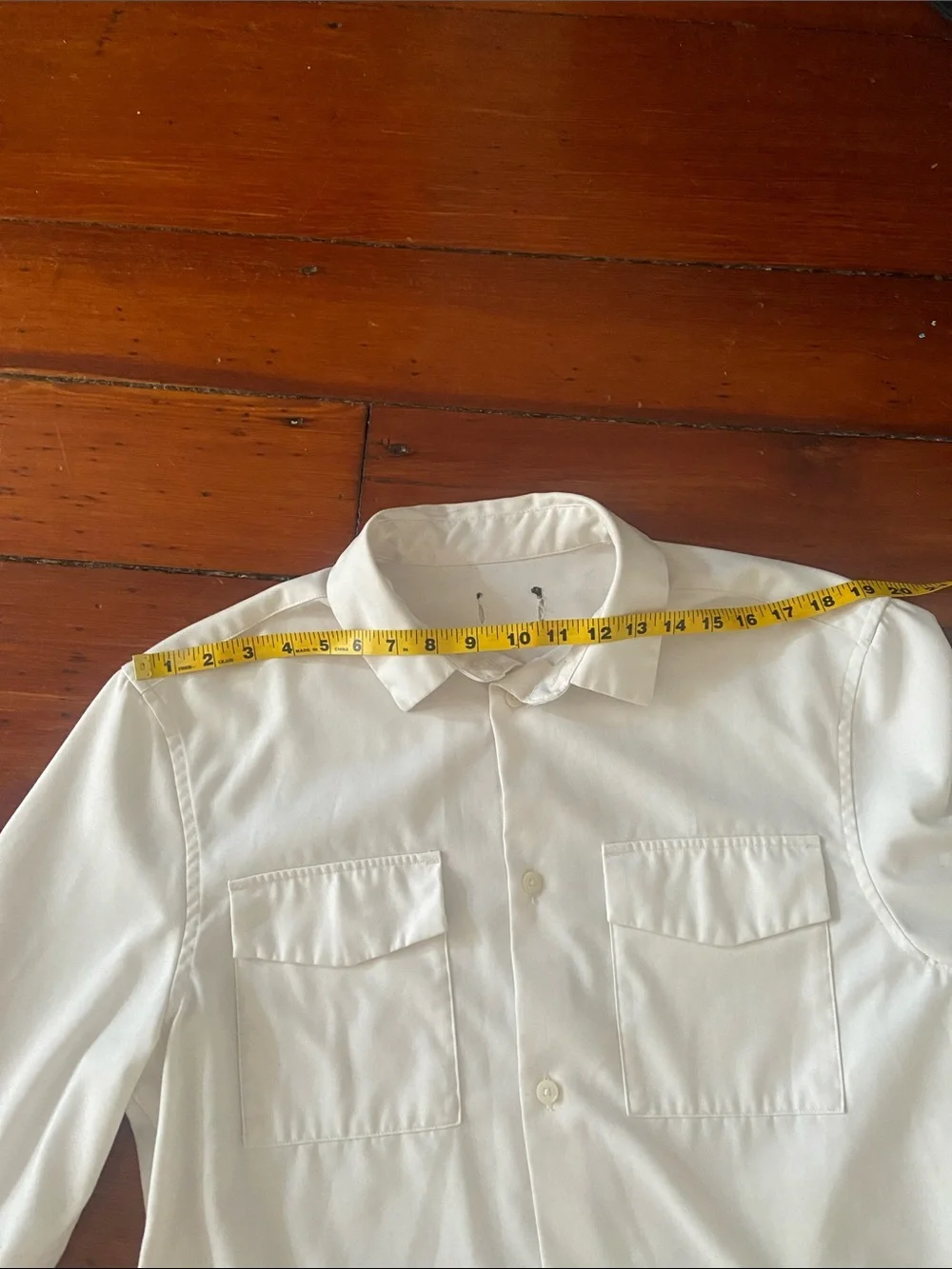 Men's Casual Button-Up Jacket Shirt - White Cream Men’s Med-Large Unbranded